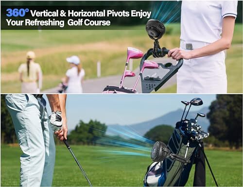 Rechargeable Golf Cart Fan Compatible with EZGO Club Car Yamaha Clip on Fan - Picture 6 of 7