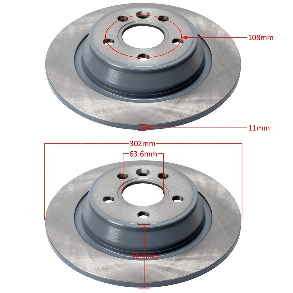 Disco de freio traseiro esquerdo direito Febi 30721 para Ford Focus Galaxy Kuga Mondeo S-Max - Imagem 2 de 4