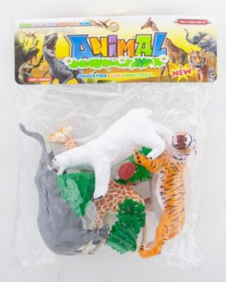 4 X TIERFIGUREN MIT ZUBEHÖR TIGER EISBÄR SPIELEN KINDER SPASSSPIELZEUG WEIHNACHTSGESCHENK