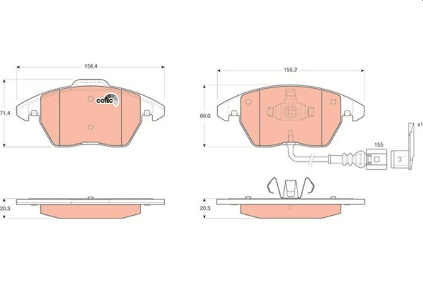 TRW GDB1550 Bremsbelagsatz, Scheibenbremse FüR Audi Seat Skoda VW-image
