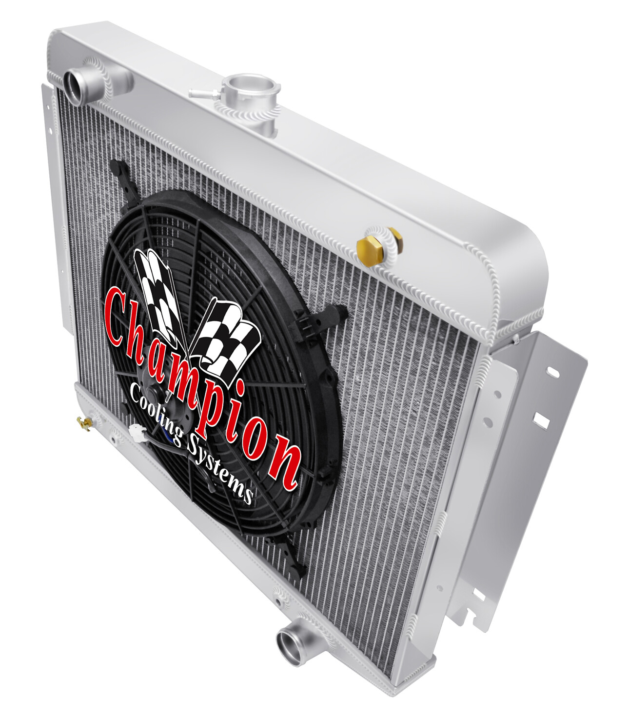 Cold Champion 3 Row Radiator, 16 Fan for 1974 - 1978 Dodge Ramcharger V8 Engine