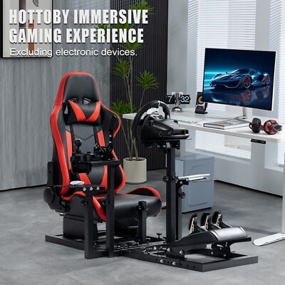 Hottoby Flight & Racing Sim Cockpit with Seat Fits Logitech Thrustmaster A10C