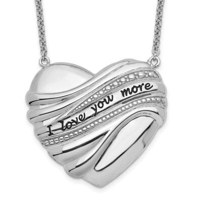 Sentimental Expressions Silver Rhodium-plated Antiqued I Love You More necklace