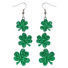 St Patricks Day Earrings, Green Shamrock Dangle Earrings for Women, St. Patri...