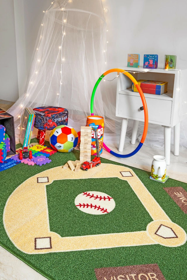 Baseball Field Ground Kids Play Area Rug Anti Skid Rubber Backing - 710 - Image 4 of 4