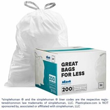 Plasticplace Custom Fit Trash Bags Compatible with simplehuman Code H, 200 Count