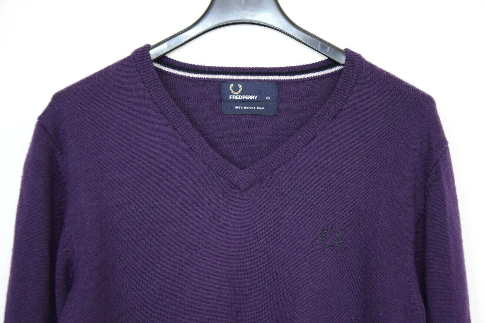 FRED PERRY men's Purple V-NECK JUMPER 