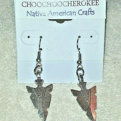 Handcrafted Native American Silver Arrowhead Earrings   USA