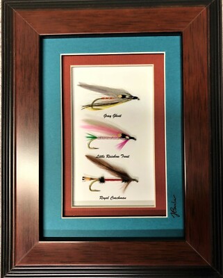3 Framed and Mounted Trout Streamers