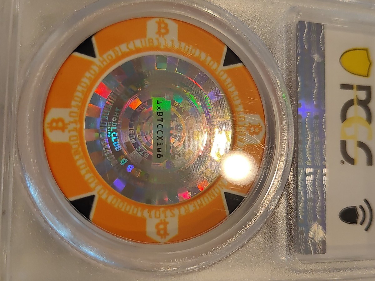 2021 1HoDL CLUB 500 Orange Chip, 0.0005 Btc Loaded. PCGS MS69.