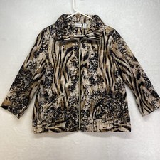 Chico's Zenergy Women's 1 Medium Lightweight Jacket zip up animal Print art