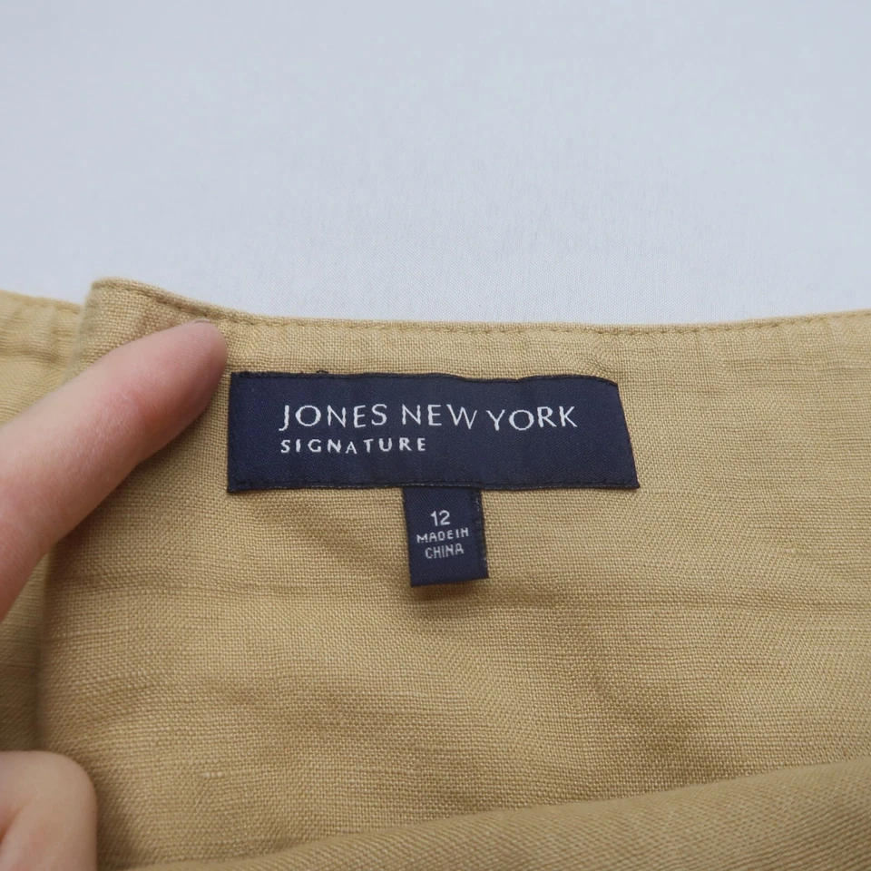 Jones Нью-Йорк 100% льняная юбка размер 12 бежевый линия повседневный богемное отпуск цветочный - Изображение 3 из 4