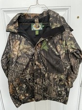 Cabela's For Kids Full Hooded Mossy Oak Camo Hunting Jacket Coat Size L Reg.