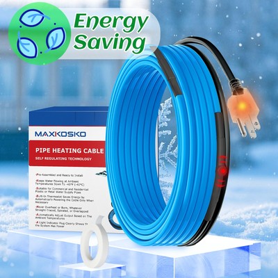 MAXKOSKO 24FT Freeze Protected Water Pipe Heating Cable, Self-Regulating