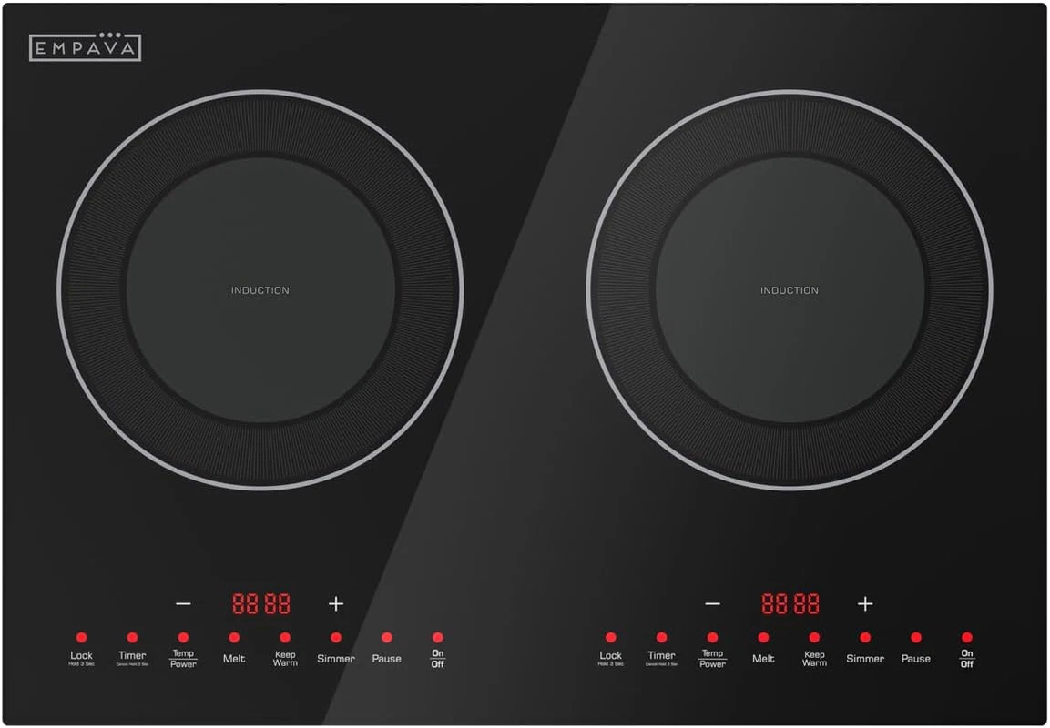 Dual Induction Cooktop 2 Burner, Shatter-Proof Glass, 18 Heat Levels, Electric S