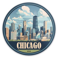 United States Chicago City - Car Bumper Sticker Vinyl Decal