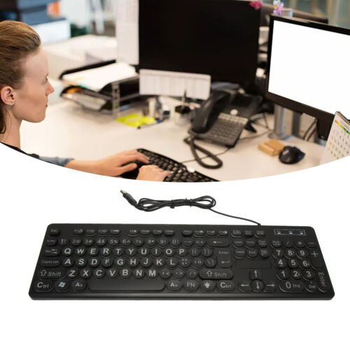 Backlit Large Print Keyboard Light Up Keyboard USB Wired Lighted GHB - Picture 9 of 23