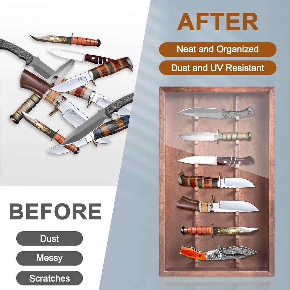 Vitrina de cuchillos de colección de madera para puerta de acrílico montaje en pared cuchillos de bolsillo caja Foto 4 de 4