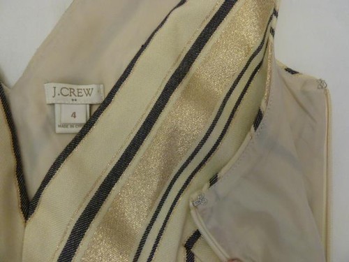 J Crew Beige~Metallic Gold~Charcoal Fit & Full Flair Cocktail Party Dress~4~S - Picture 3 of 8