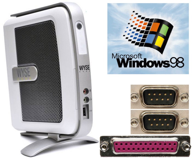 Mini Computer PC V90 1GHz With 2x RS232 Serial LPT Parallel Windows 98 MSDOS MM