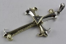 Pendentif MASONIQUE TEMPLIER Croix Lilies Doré 925 Argent / 247