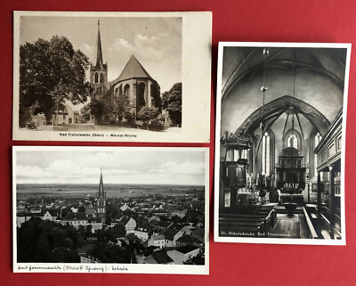 3 x AK BAD FREIENWALDE 1935 Nikolaikirche mit Innenansicht, Stadtansicht ( 75144