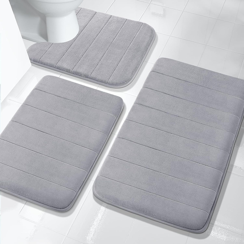 Bathroom Rugs Sets 3 Pieces, Soft Comfortable Memory Foam Bath Mat and U-Shaped