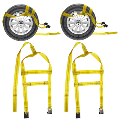 2 PACK Car Tow Dolly Basket Strap Flat Hook Heavy Duty Wheel Net - Foto 11