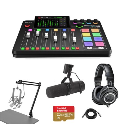 Rode RodeCaster Pro II Production Studio w/SM7B Mic, Arm, Headphone, 1 User