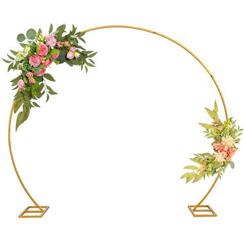 8FT Wedding Arch Round Backdrop Stand Gold Metal Circle Balloon Arch Frame 