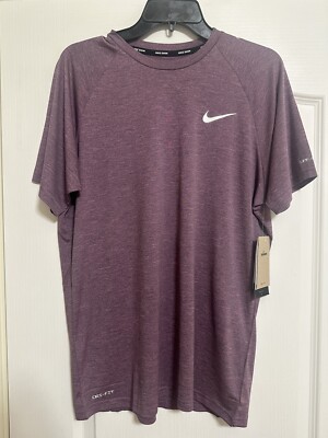 NEW Mens Nike Swim Tee Shirt Pink Dri Fit UPF 40+ MEDIUM