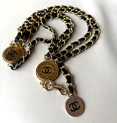 Chanel Vintage Gold And Leather Adjustable Length Chain Link Belt