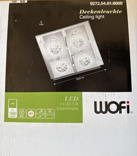 Wofi REIMS 272 Plafoniera LED 4 luci cromo cristallo 12W 3000K 1000lm 25cm - Foto 4 di 4