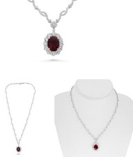 9.45CT DIAMOND & AAA RUBY 18KT WHITE GOLD OVAL & ROUND FLOWER INFINITY NECKLACE