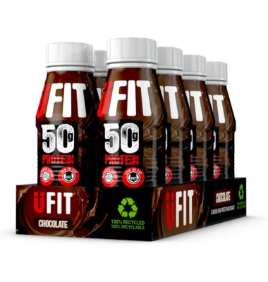 UFit 50g High Protein Shake Ready 2 Drink Chocolate Flavour Milkshake 8 x 500mls