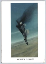 Violator Punished Downed Jet Vintage Postcard Art by Darby Perrin Aviation OK