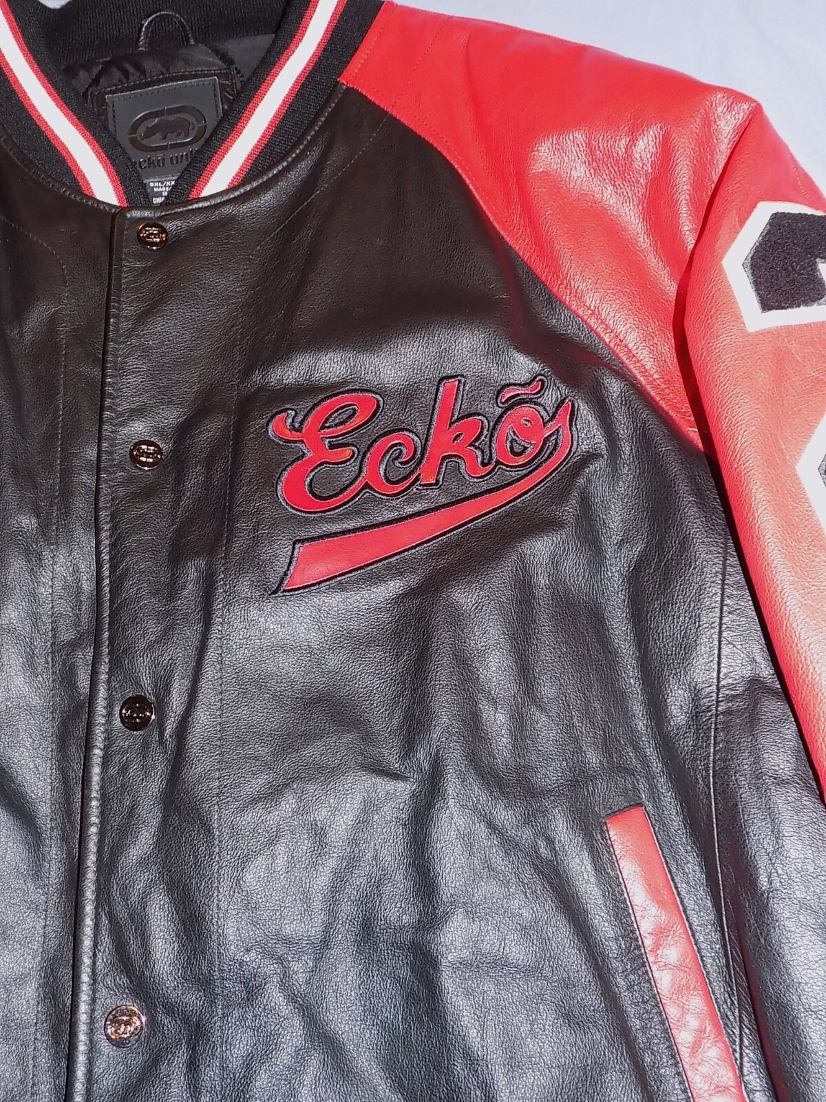 Vintage Ecko Unltd Company Leather Jacket Size XXXL 3XL Bomber Jacket