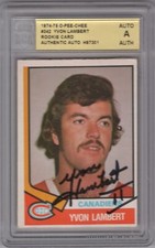 1974-75 O-Pee-Chee Auto A Yvon Lambert Rookie Auto ACA #342 Montreal Canadiens