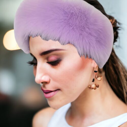 Purple Plush Headband Warm Faux Fur Drip Soft Elastic Ear Warmer Headband Funky - Picture 1 of 5