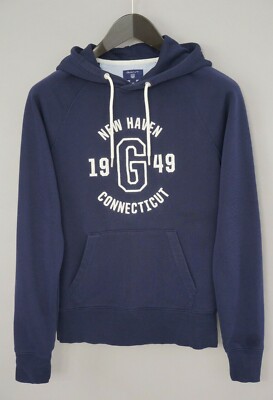 Women GANT Hoodie New Haven Connecticut Hooded Navy Blue Cotton XS XMX721