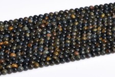 3MM Natural Yellow Blue Tiger Eye Grade A Round Gemstone Loose Beads 15"