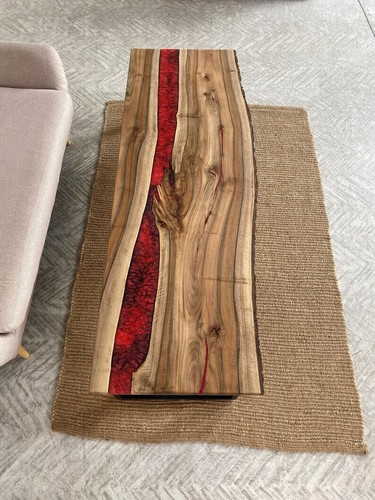 "Handmade Red Epoxy Resin Table – Console & Coffee Table, Unique Home Decor"