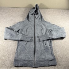Lululemon Hoodie Womens 6 Gray Scuba Full Zip Fleece Thumbholes Pockets