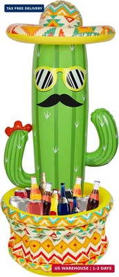 Triumpeek Inflatable Cactus Cooler, 55'' Fiesta Cactus Ice Bucket Wearing Sombrer