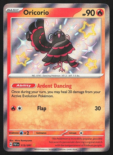 Oricorio 113/091 Paldean Fates Holo Shiny Rare Pokemon Card NM