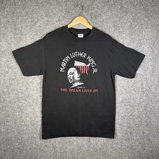 Vintage Martin Luther King Shirt Mens Large Black 80s Black History Culture USA