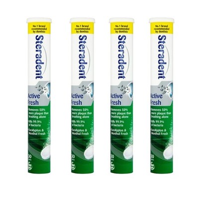 4er Pack Active Fresh Zahnersatzreinigungstabletten - 120 Tabletten, falsche Zähne reinigen...