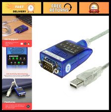 USB to Serial RS-232 Adapter, FTDI Chip, LED Indicators, Win 11/10/8/7, Mac Comp