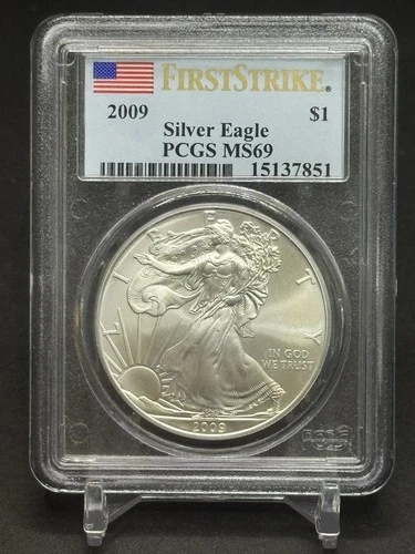 2009 American Silver Eagle - American Flag First Strike - PCGS   MS69