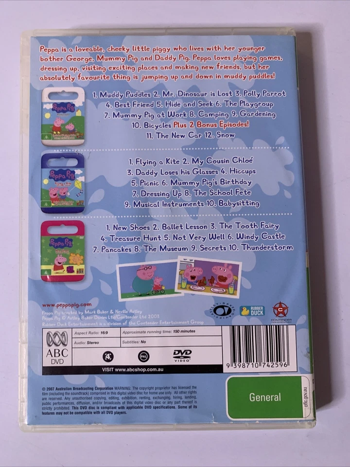Peppa Pig: Muddy Puddles, Flying A Kite, New Shoes (DVD, 3-Disc) Region 4 - image 2 of 4
